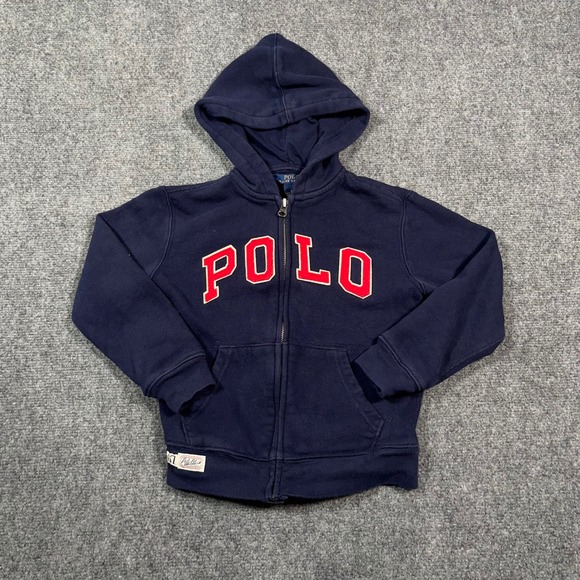 Polo Ralph Lauren Other - Polo Ralph Lauren Spell Out Full‎ Zip Hoodie Kids Size 6 Applique Logo Navy Blue